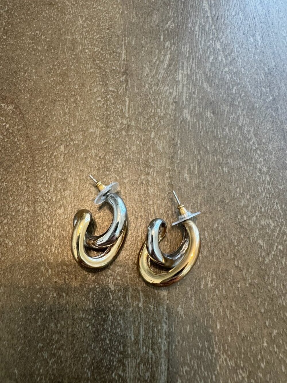 LOFT Mixed Metal Criss Cross Hoop Earrings